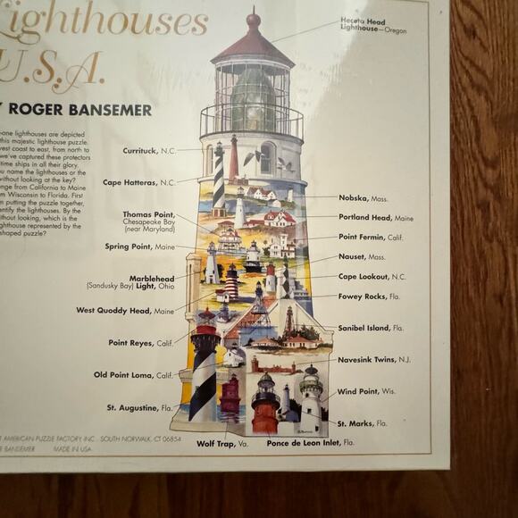 Lighthouses U.S.A. Sealed NOS Vintage Shaped Jigsaw Puzzle 600 Pieces New 2000 - Picture 9 of 11